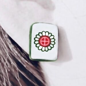 “Mahjong Tile” Green Red Dot Wheel Asian China Chinese Strategy Puzzle Game Stud